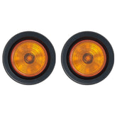 2" Round Red 9 LED Light Trailer Side Marker Clearance Identification Grommet & 2 Wire Plug/Pigtails Flush Mount